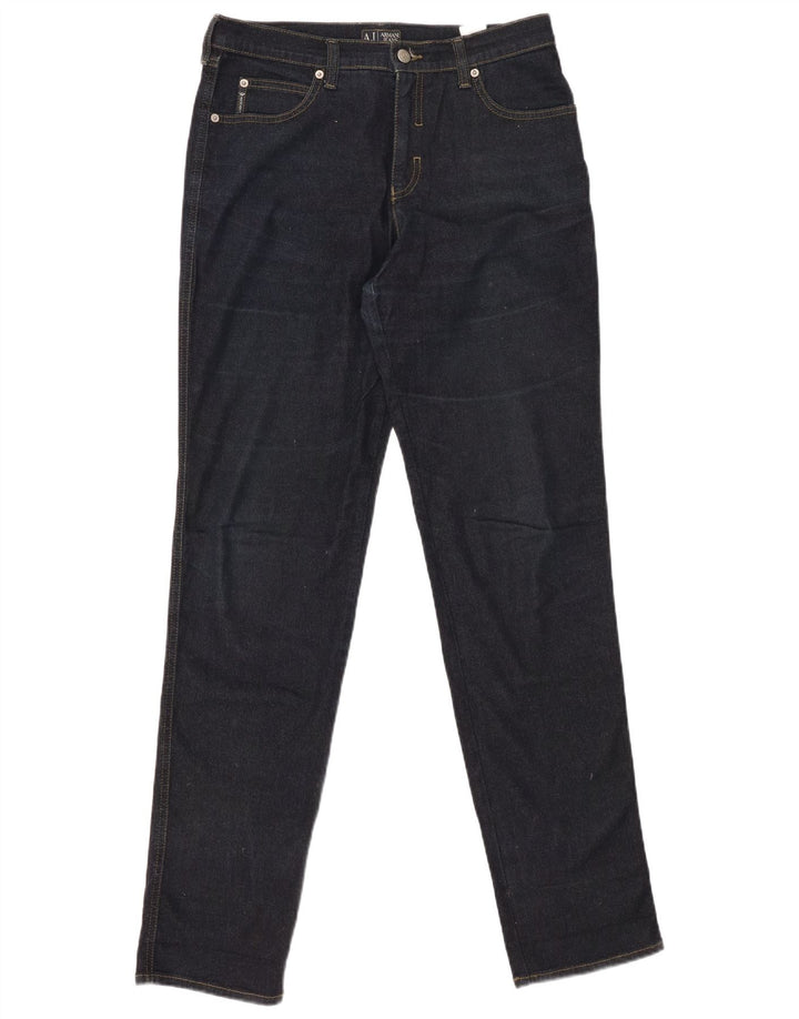 Armani Kvinder Højtalje Tapered Jeans W32 L34 Marineblå Bomuld