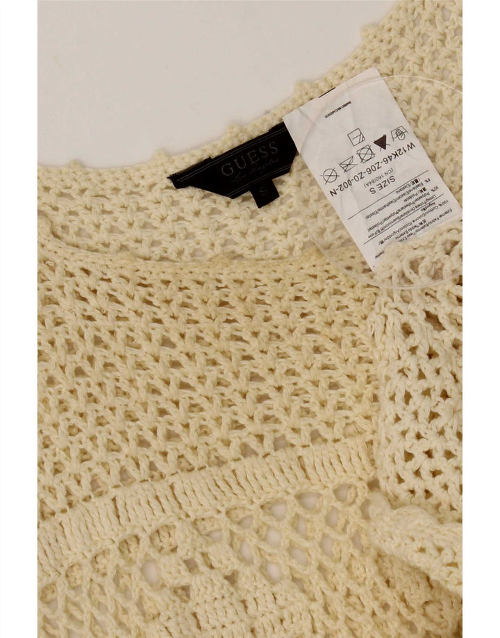 Guess Dame hæklet A-Line Kjole UK 8 Small Beige Polyester