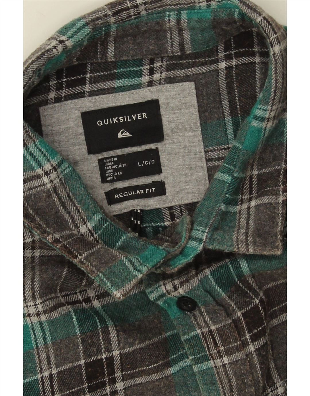 Quiksilver Herre Regular Fit Flanellskjorte Stor grå ternet bomuld