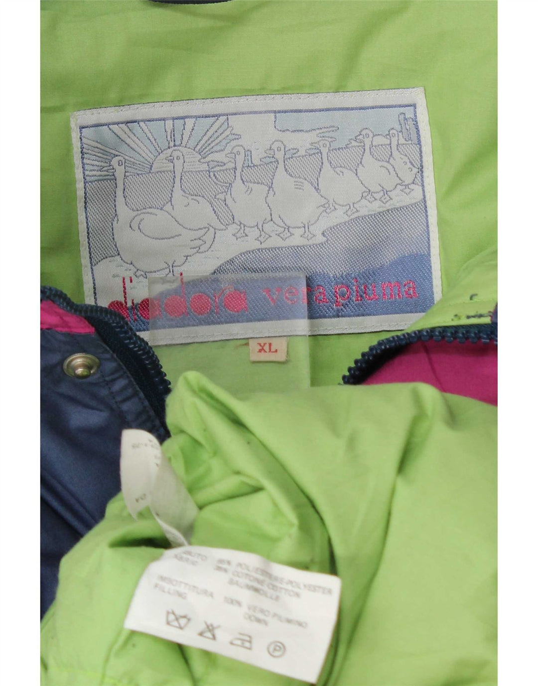 Diadora Skijakke med hætte til mænd UK 42 XL Blå Colourblock Polyester