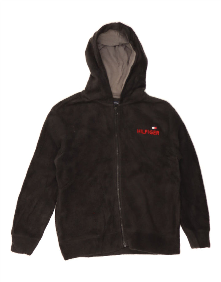 TOMMY HILFIGER Womens Hooded Fleece Jacket UK 10 Small Black Polyester Vintage Tommy Hilfiger and Second-Hand Tommy Hilfiger from Messina Hembry 