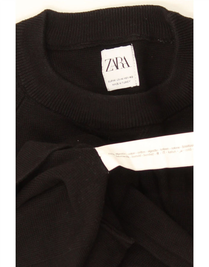 ZARA Herre sweater med rund hals, medium sort bomuld