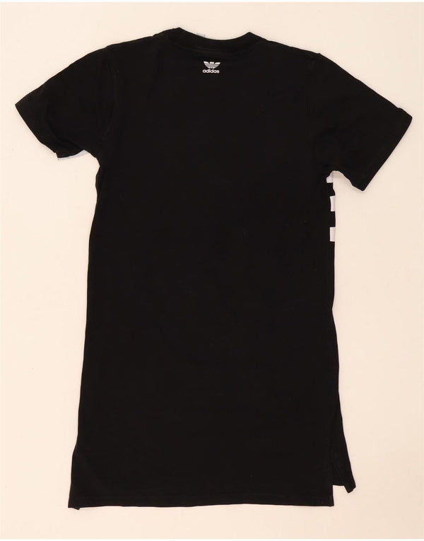 Adidas Kvinders Grafisk Oversized T-Shirt Kjole UK 2 2XS Sort Colourblock