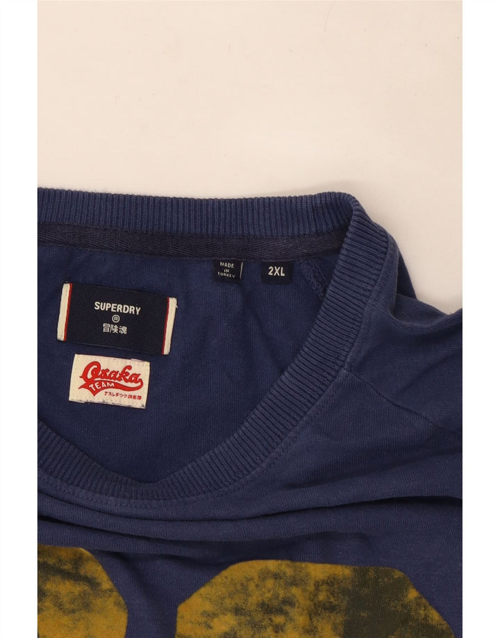 Superdry Herre grafisk top langærmet 2XL marineblå bomuld