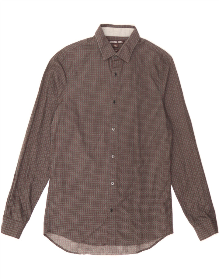 MICHAEL KORS Mens Slim Fit Shirt Small Brown Spotted Cotton Vintage Michael Kors and Second-Hand Michael Kors from Messina Hembry 
