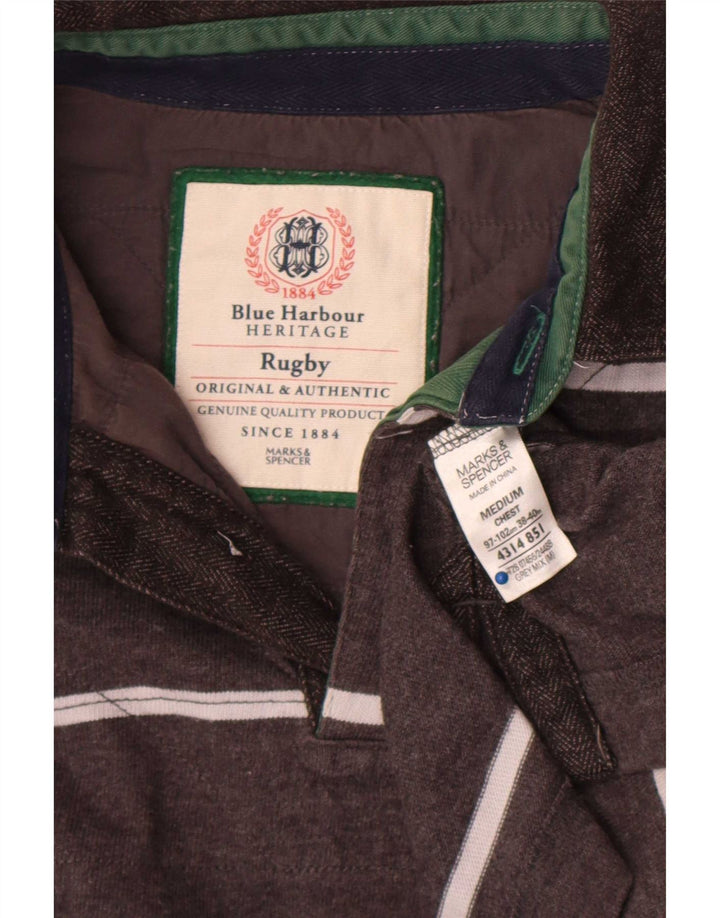 Marks & Spencer Herre Blue Harbor Rugby Polo Shirt Medium Grå Stribet