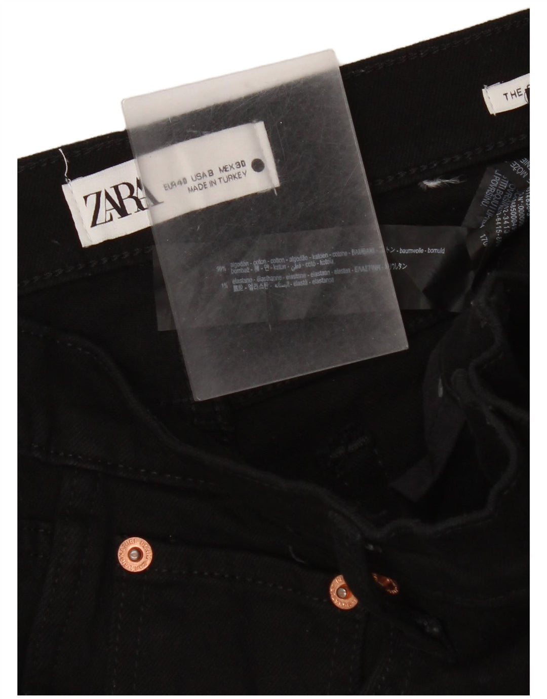 Zara Dame Slim Jeans EU 40 Medium W30 L32 Sort Bomuld