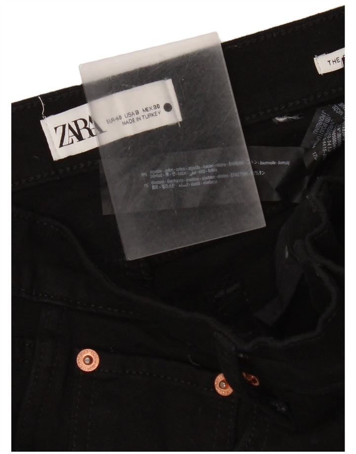 Zara Dame Slim Jeans EU 40 Medium W30 L32 Sort Bomuld