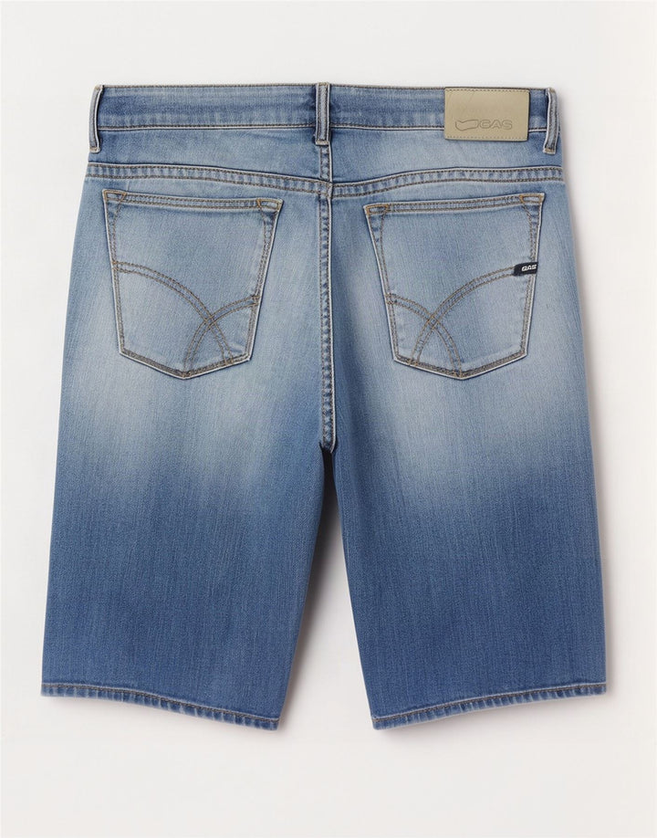 Gas Herre Denim Shorts W33 Medium Blue Cotton