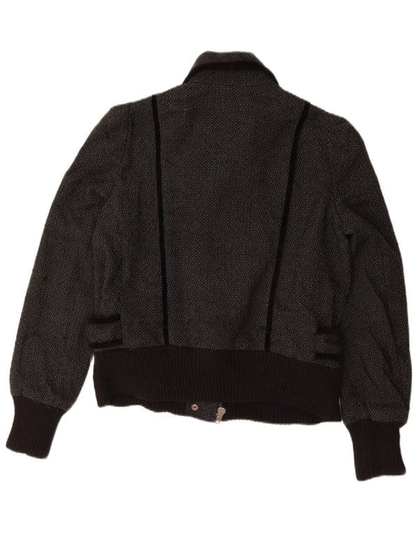 French Connection Womens Loose Fit Bomber Jacket UK 10 Small Grey Geometric