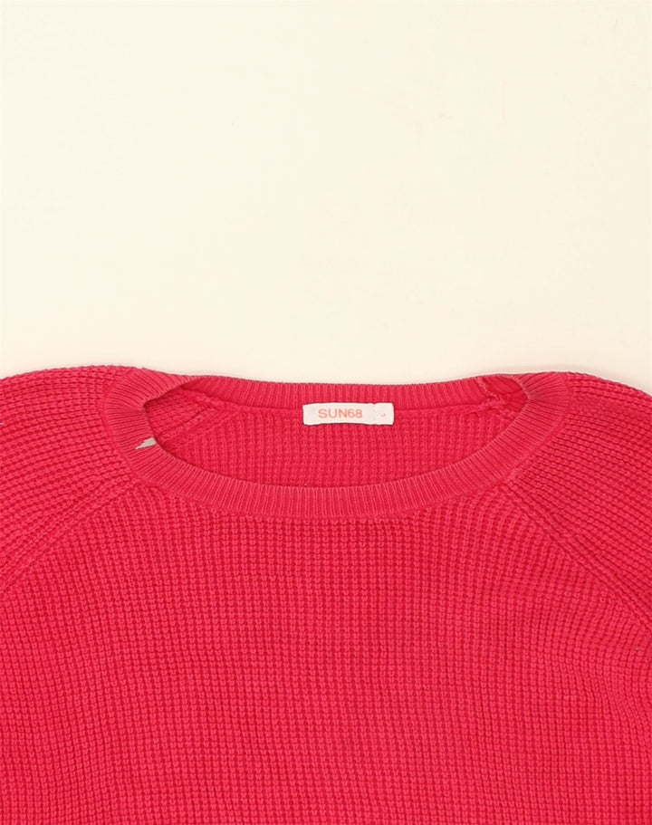 SUN68 Womens Crew Neck Jumper Sweater UK 14 Large Red Cotton | Vintage Sun68 | Thrift | Second-Hand Sun68 | Used Clothing | Messina Hembry 