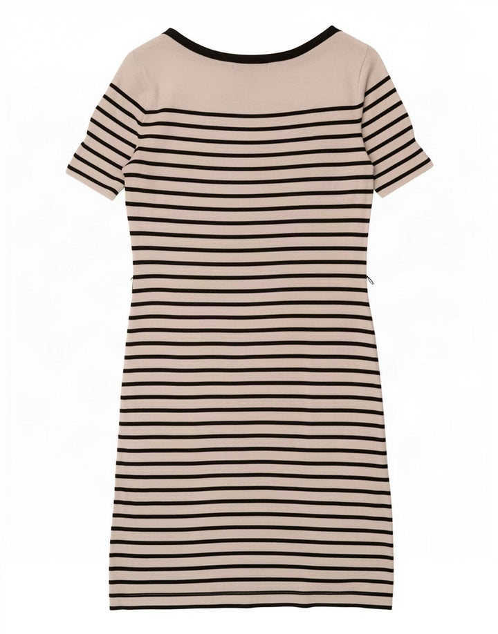 Ralph Lauren Kvinders Kortærmede Basic Kjole UK 10 Lille Hvid Stribet