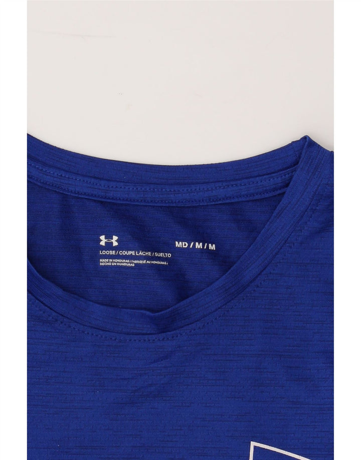UNDER ARMOUR Mens Graphic T-Shirt Top Medium Blue Polyester Vintage Under Armour and Second-Hand Under Armour from Messina Hembry 