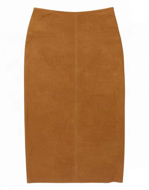 Vintage Womens High Waist Midi Skirt EU 48 2XL W34 Beige