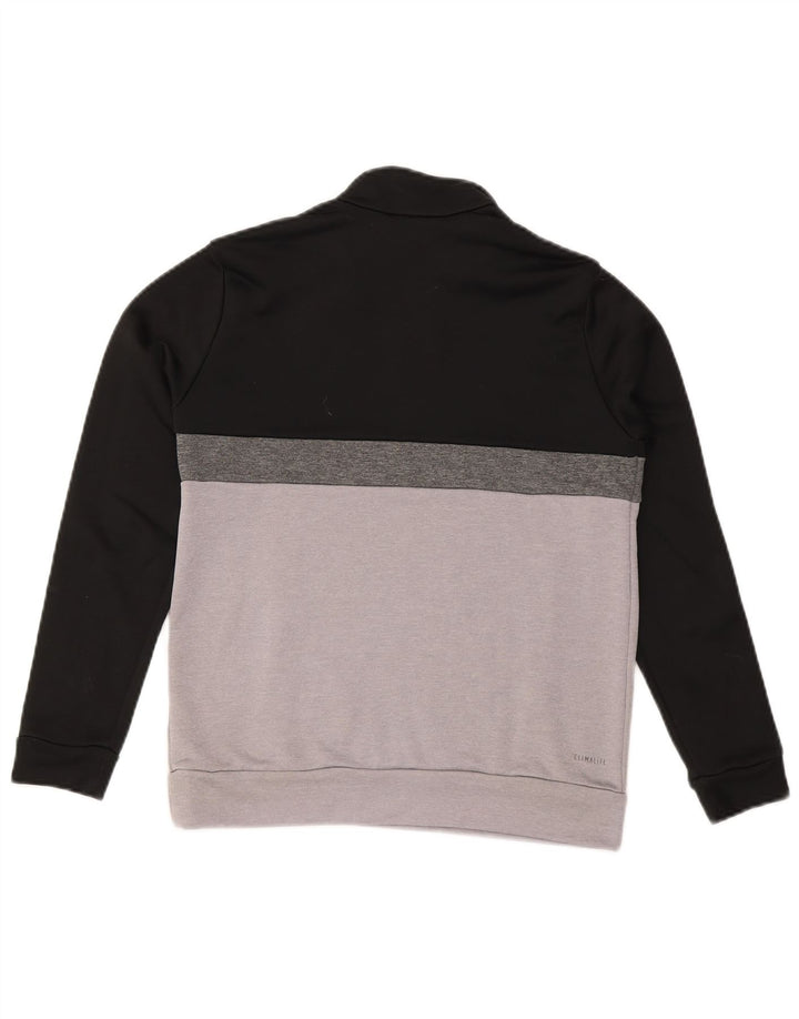 ADIDAS Boys Climalite Sweatshirt Jumper 13-14 Years Black Colourblock