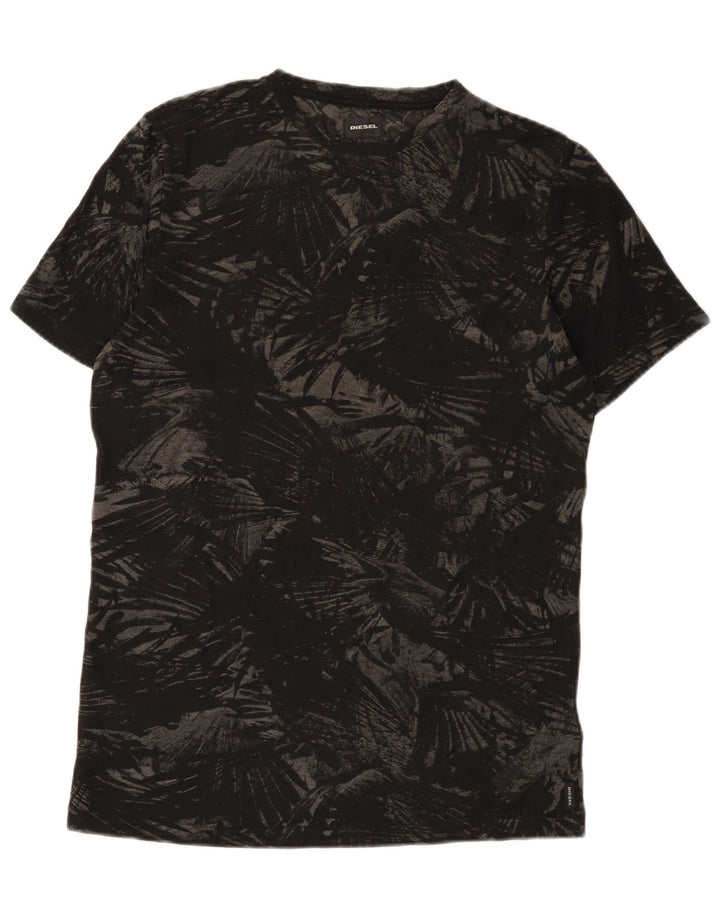 Diesel Herre T-Shirt Top Stor Sort Blomster Polyester
