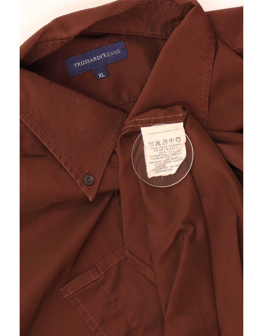 Trussardi herreskjorte XL brun bomuld