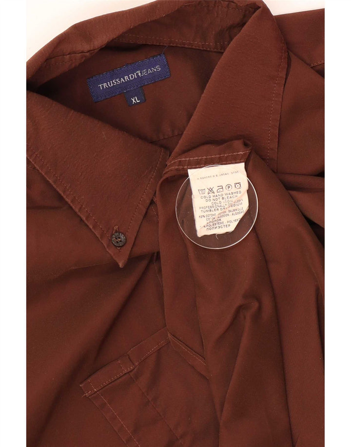 Trussardi herreskjorte XL brun bomuld