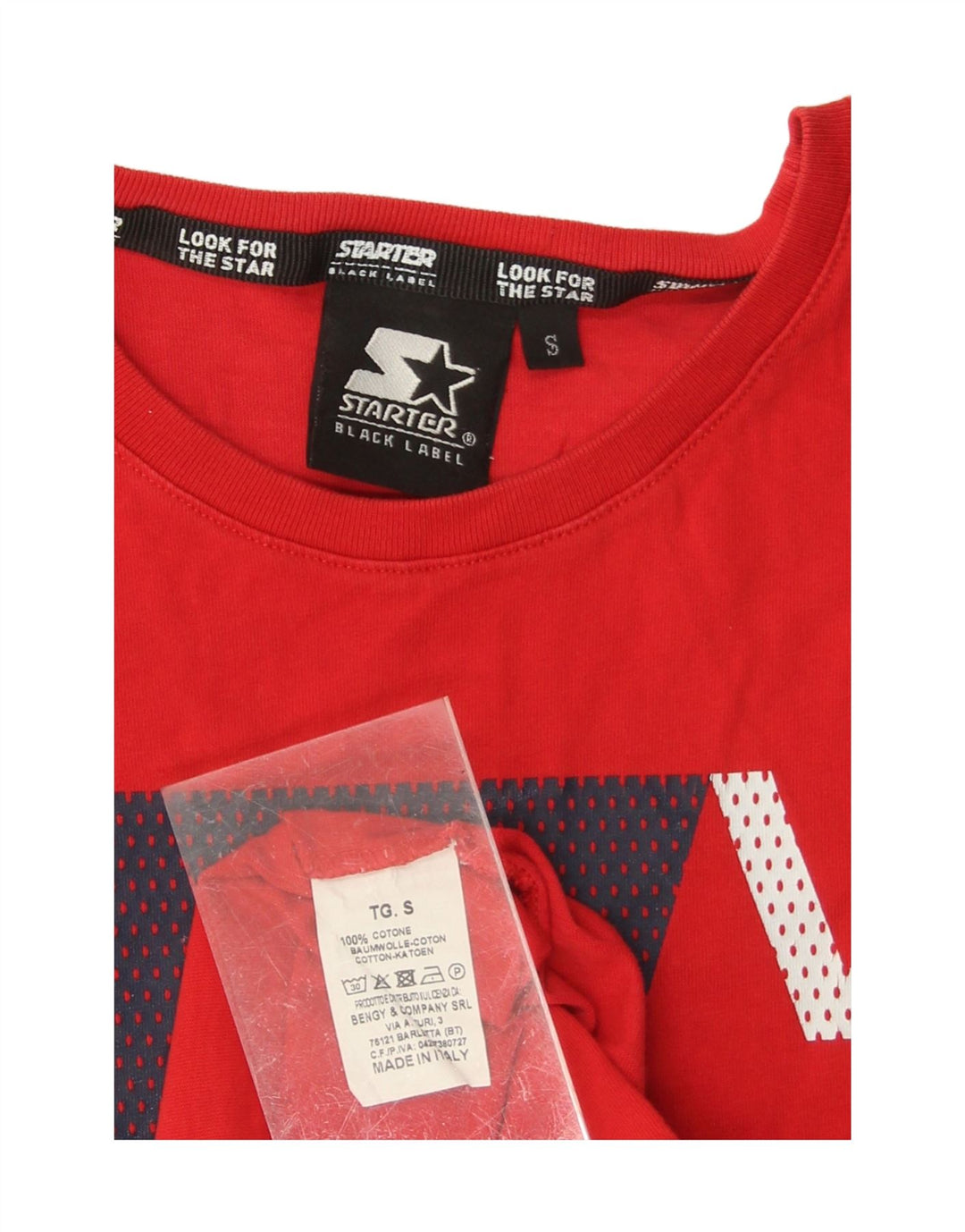 STARTER Mens Graphic T-Shirt Top Small Red Cotton Vintage Starter and Second-Hand Starter from Messina Hembry 