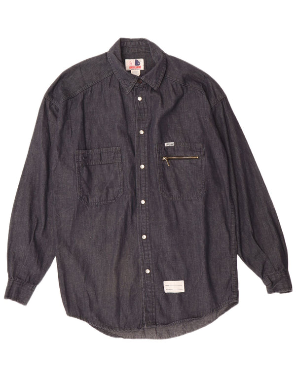 Americanino Herre Denim Shirt Medium Navy Blue Bomuld
