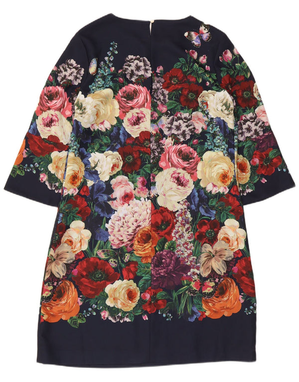 Hobbs Dame 3/4 ærme Skift Kjole UK 12 Medium Flerfarvet Blomster