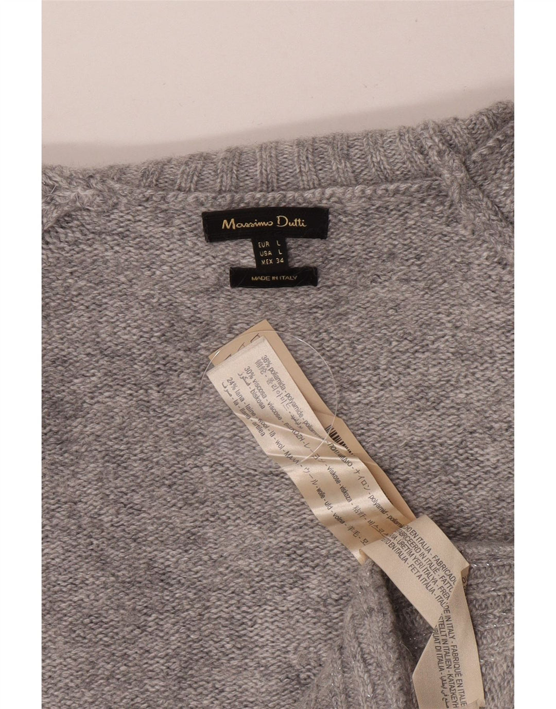 Massimo Dutti Dame Turtle Neck Jumper Sweater UK 16 Stor Grå Polyamid