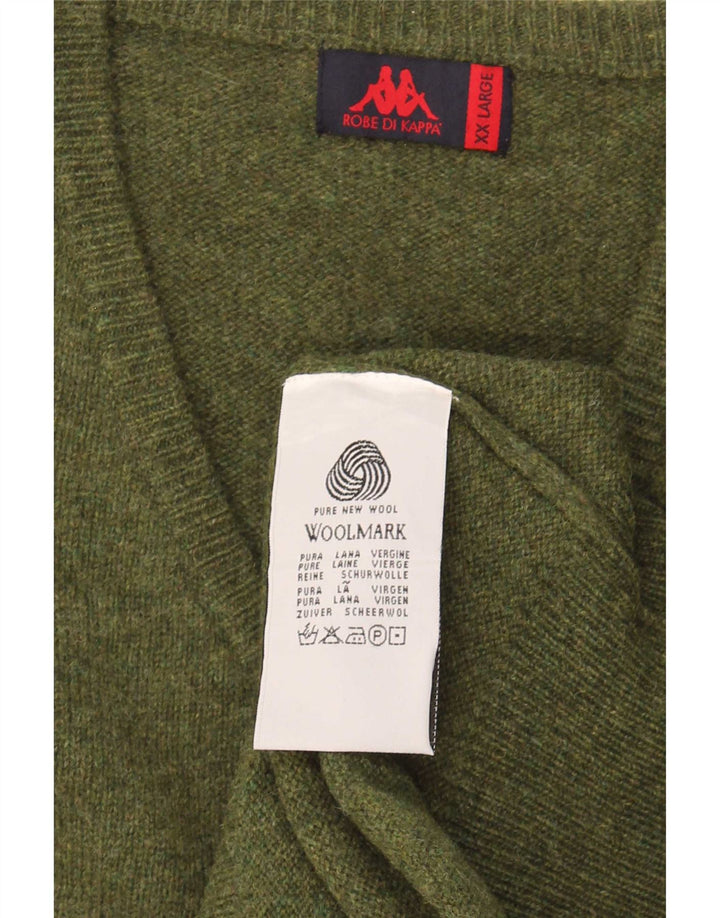Kappa Herre V-hals sweater 2XL Khaki Virgin Wool