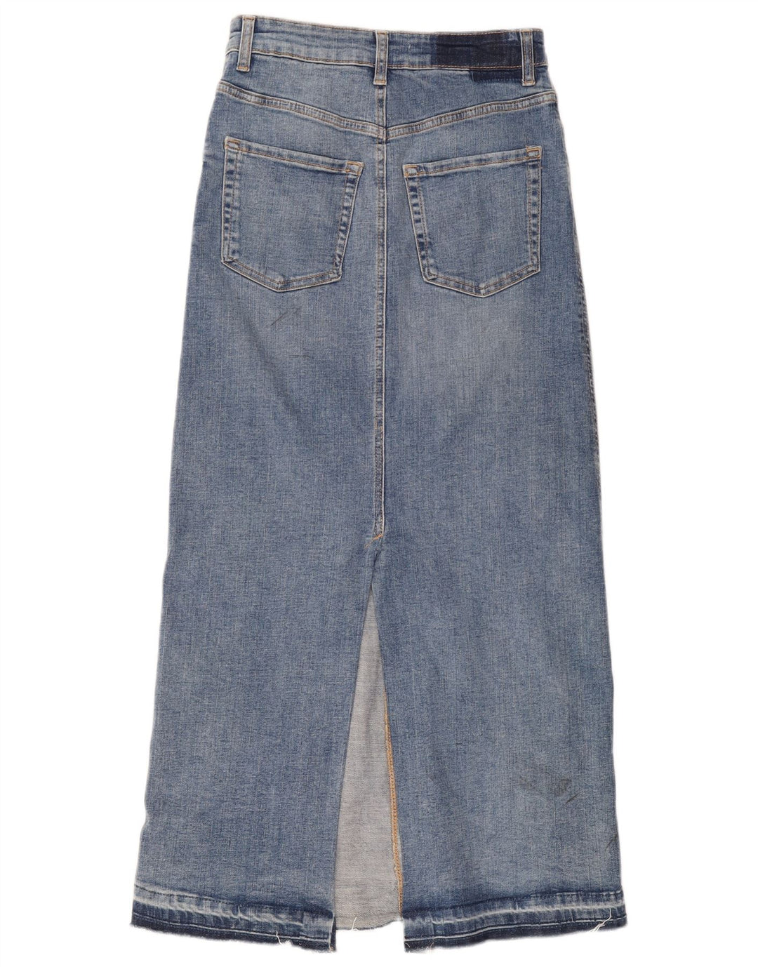 Zara Midi-denimnederdel til kvinder, lille W26 blå bomuld
