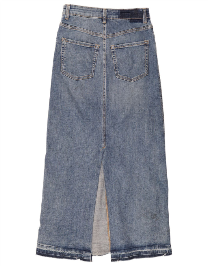 Zara Midi-denimnederdel til kvinder, lille W26 blå bomuld