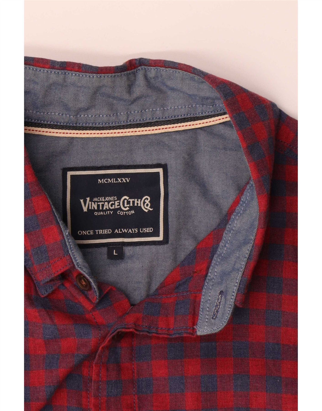 Jack & Jones Kortærmet Herreskjorte Stor rød Gingham Bomuld