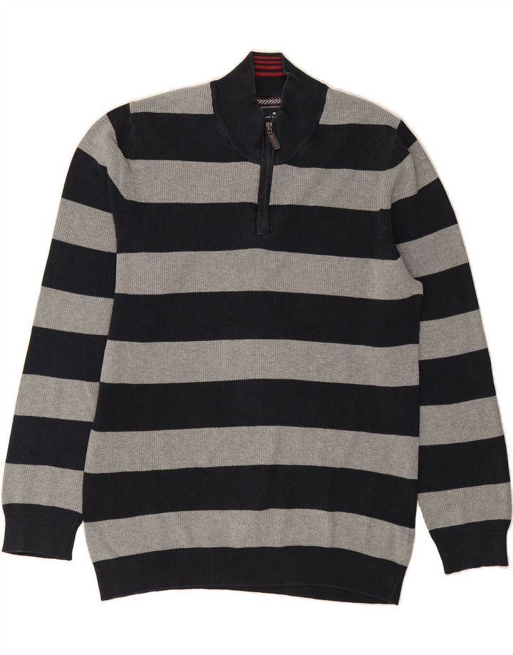MARKS & SPENCER Mens Blue Harbour Zip Neck Jumper Sweater Large Black Vintage Marks & Spencer and Second-Hand Marks & Spencer from Messina Hembry 