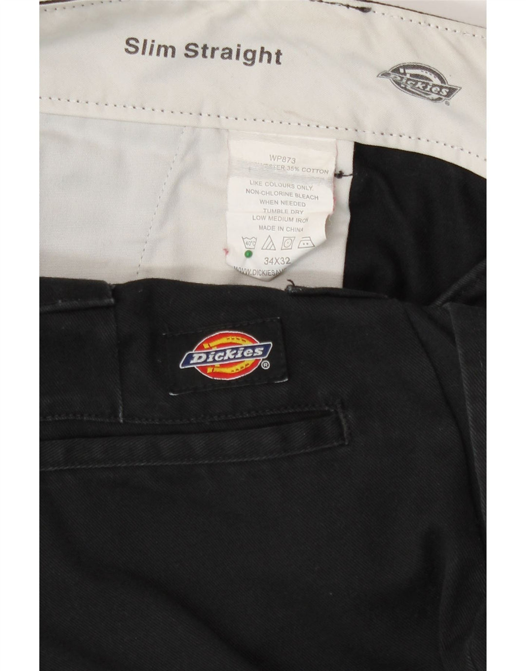 Dickies Herre Slim Straight Chino Bukser W34 L32 Sort Polyester