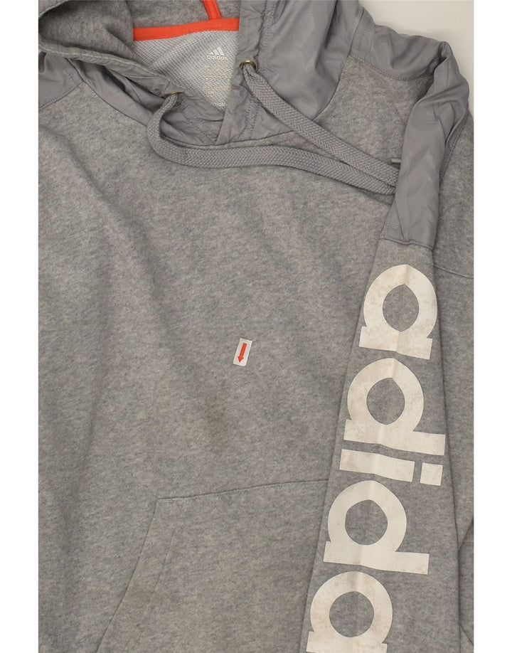 ADIDAS Womens Graphic Hoodie Jumper UK 12/14 Medium  Grey Cotton | Vintage Adidas | Thrift | Second-Hand Adidas | Used Clothing | Messina Hembry 