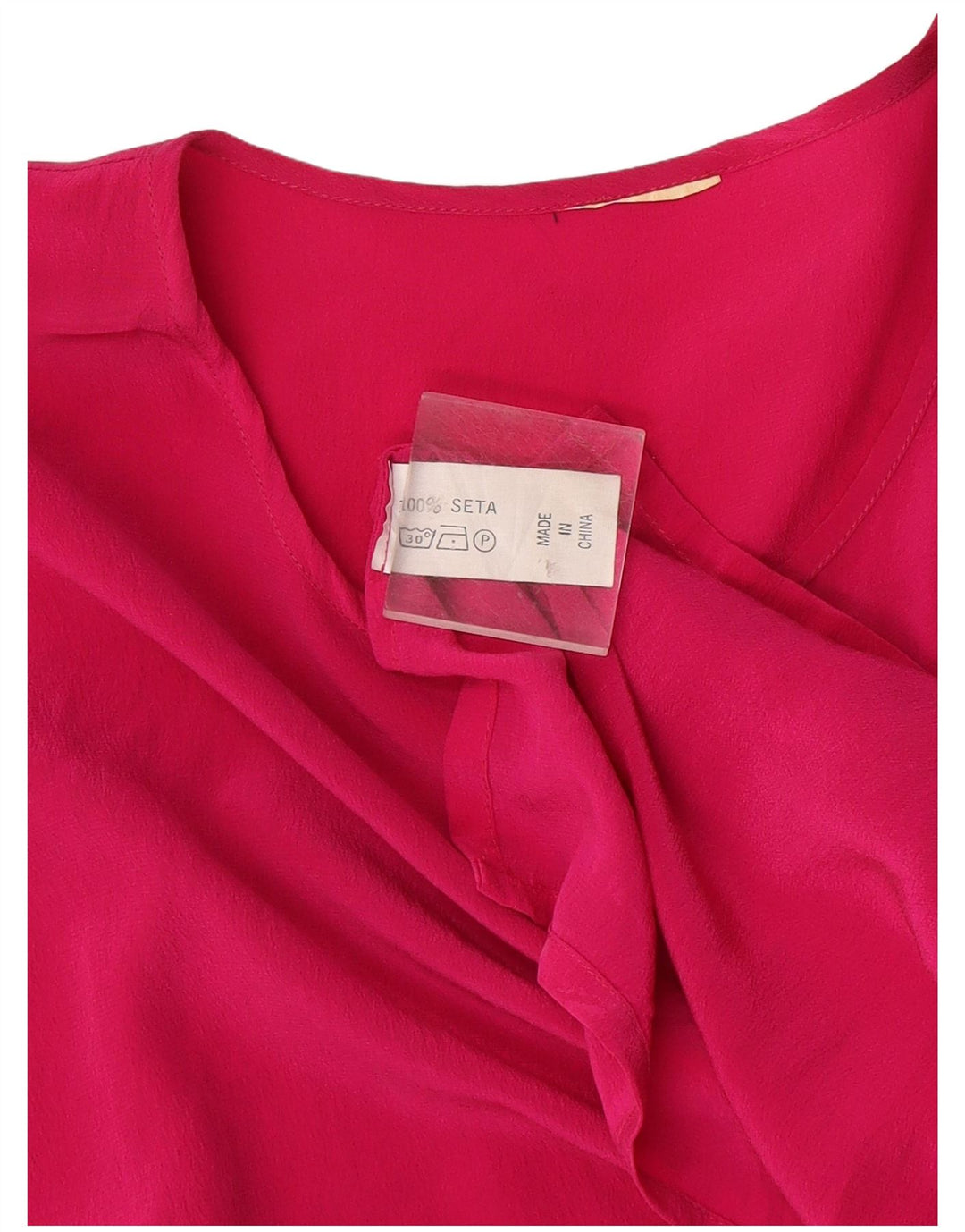 Vintage Dame Bluse Top UK 16 Large Pink Silk