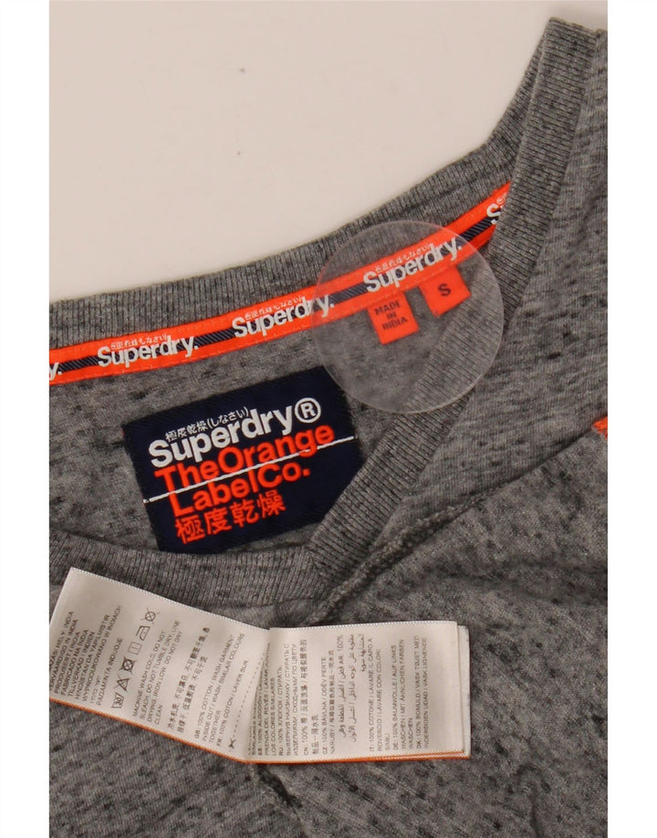 SUPERDRY T-shirt top til mænd, lille grå flækket bomuld