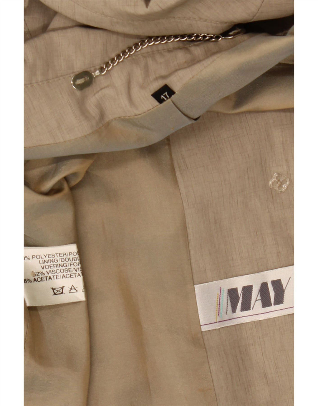 Vintage kvinders 3/4 ærme trenchcoat UK 17 Stor beige polyester