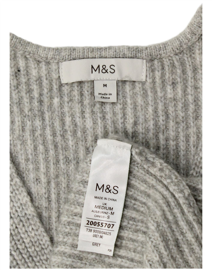 Marks & Spencer Dame V-hals sweater UK 14 Medium Grey Polyester