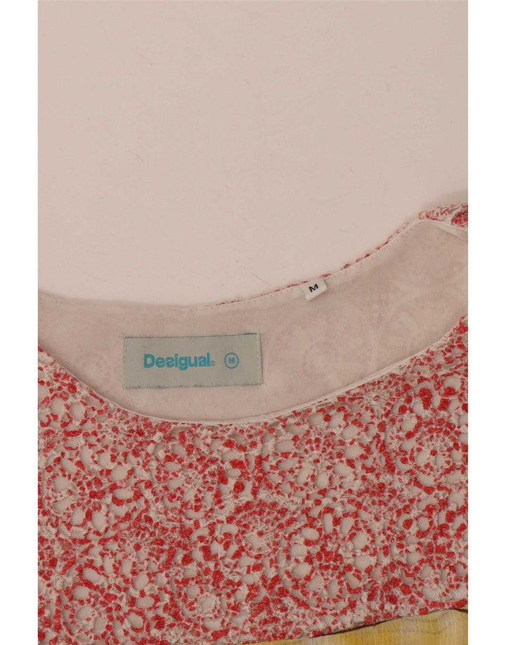 Desigual Dame Grafisk Bluse Top UK 12 Medium Multicolored Floral
