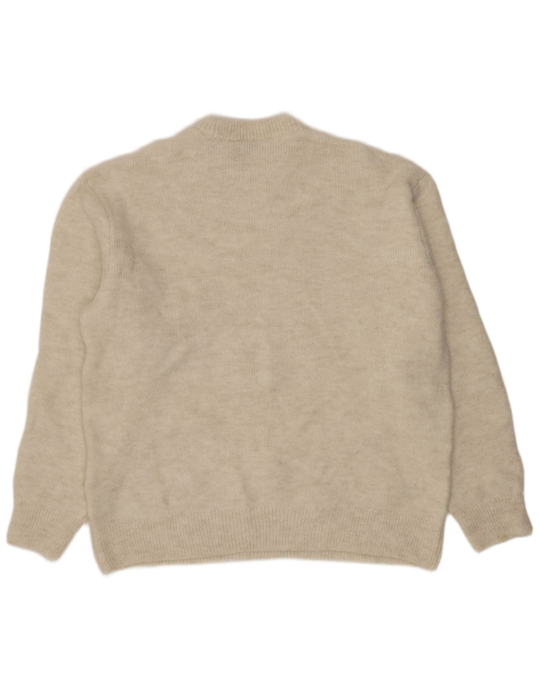 ZARA Herre Crew Neck Jumper Sweater Stor Beige Akryl
