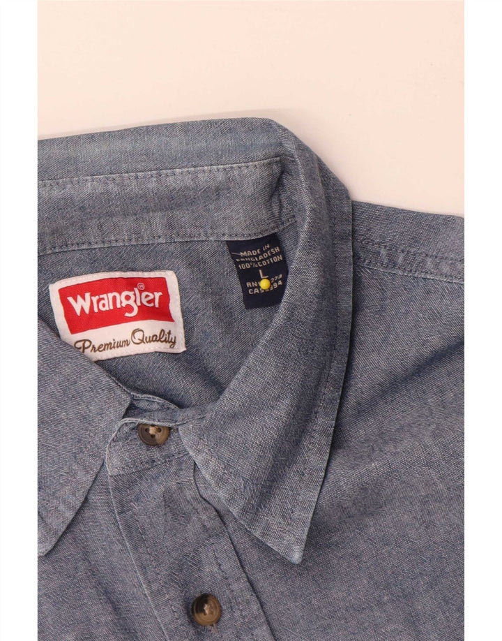 Wrangler kortærmet herreskjorte Stor marineblå bomuld