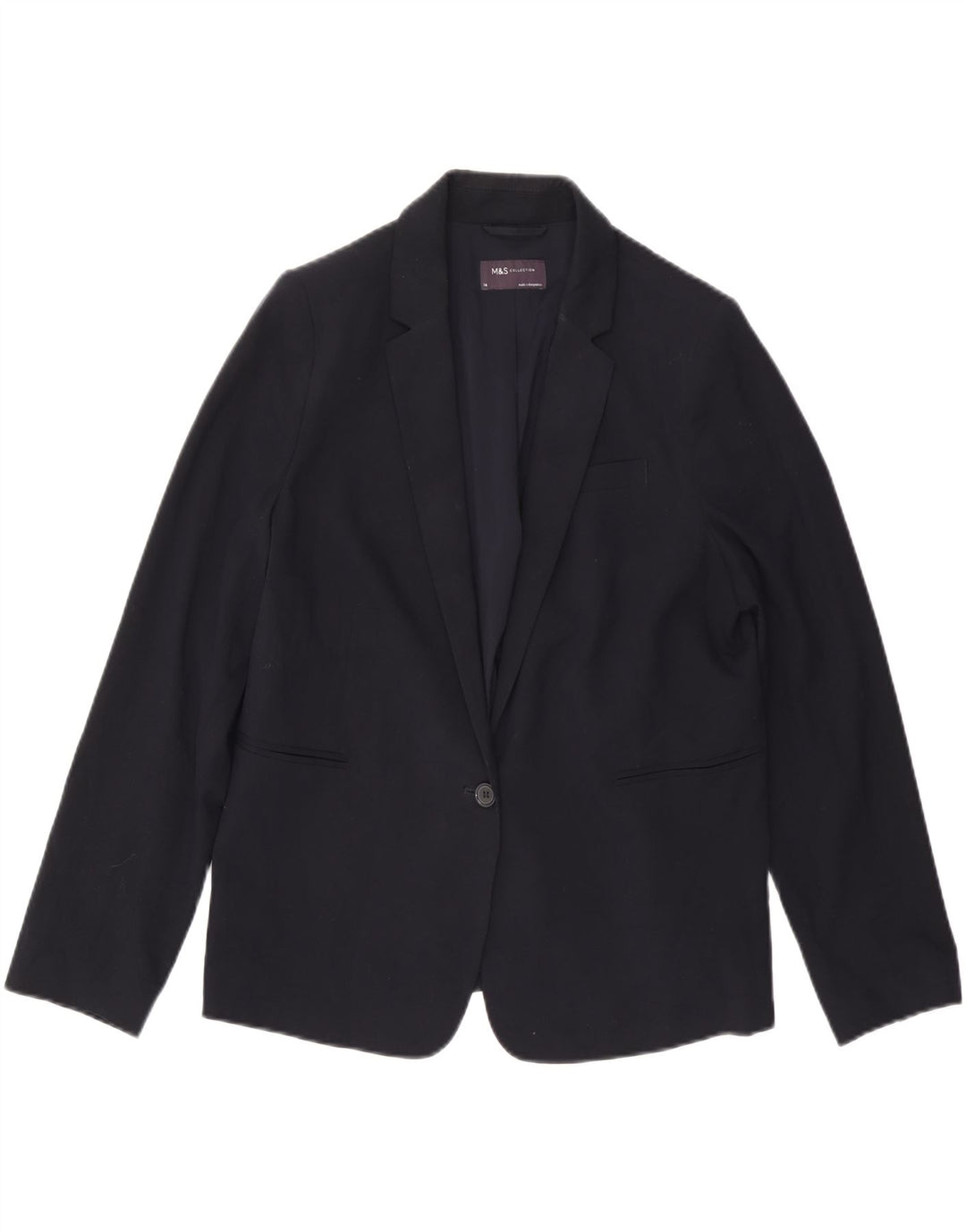 Marks & Spencer Dame 1 Knap Blazer Jacket UK 14 Large Navy Blue