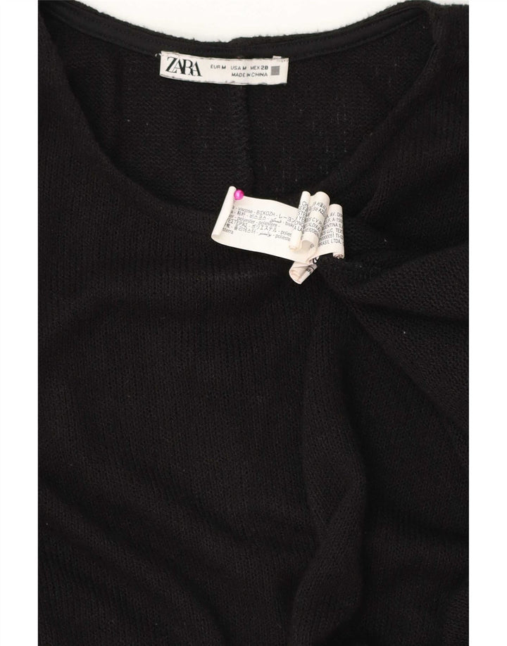 Zara Dame Poncho Bluse Top UK 14 Medium Sort Viscose
