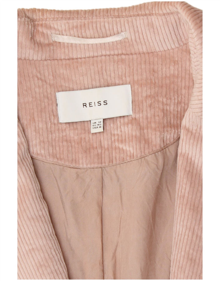 Reiss Dame 1-knap Corduroy Blazer Jacket UK 12 Medium Pink Bomuld
