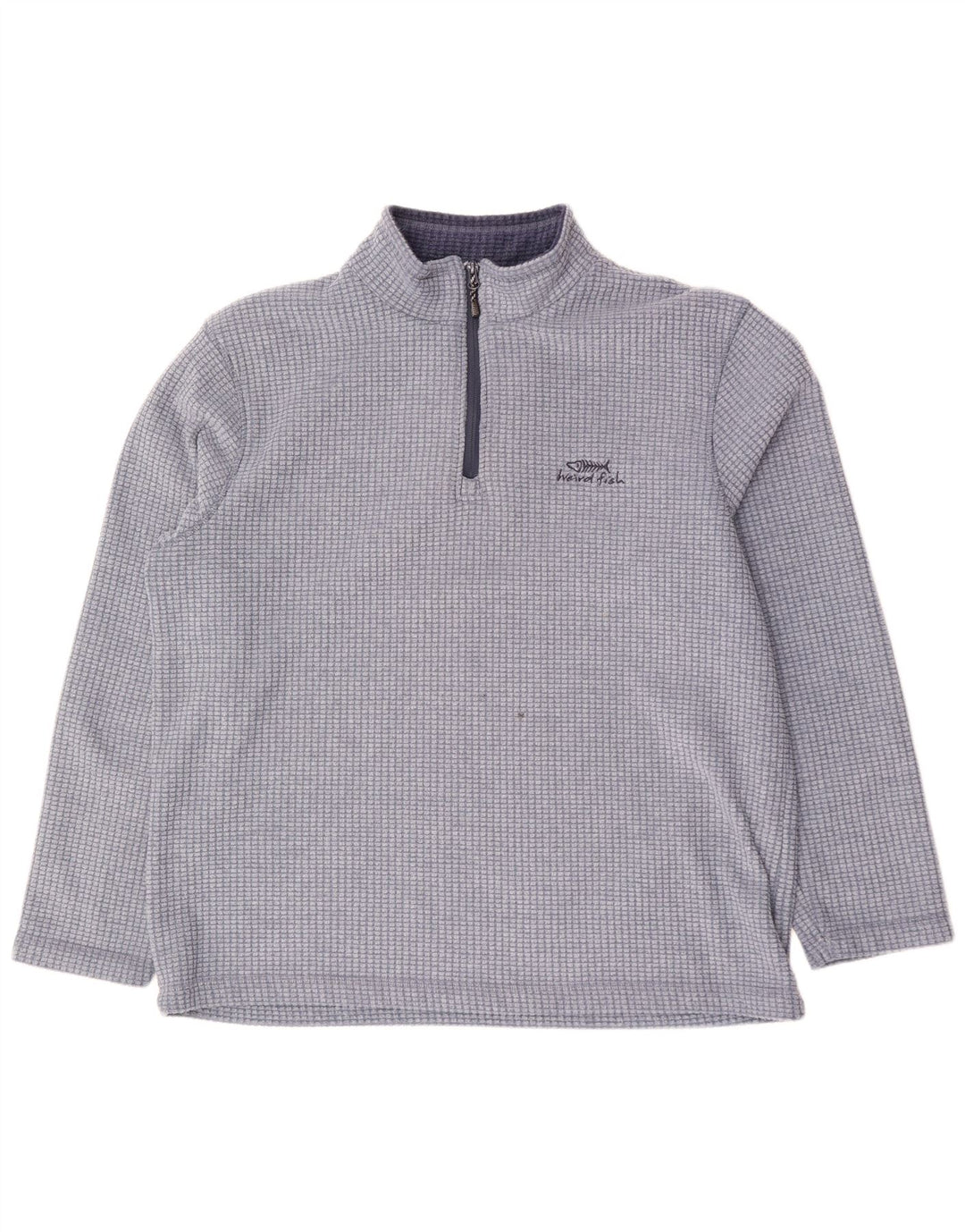 Weird Fish Herre Zip Neck Fleece Jumper 2XL Blue Check Polyester