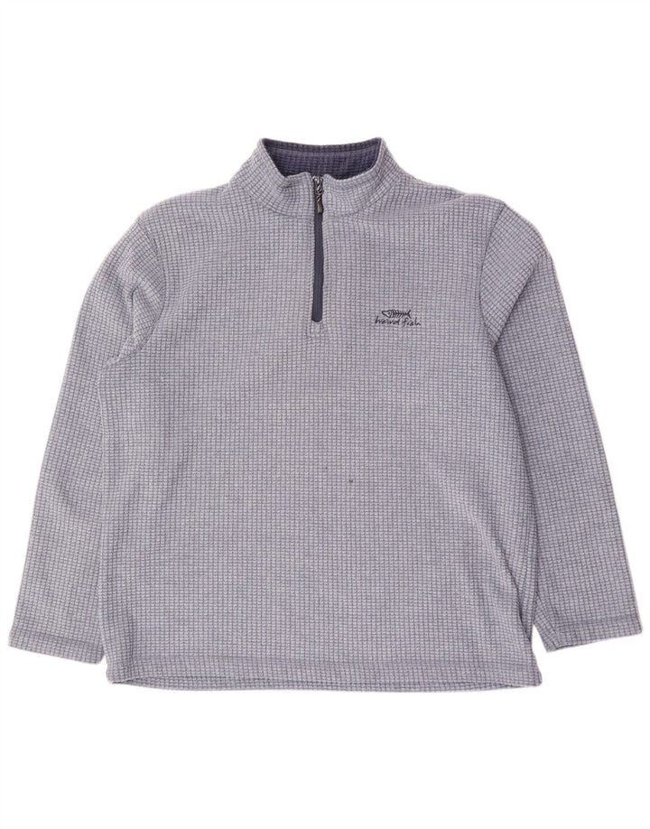 Weird Fish Herre Zip Neck Fleece Jumper 2XL Blue Check Polyester