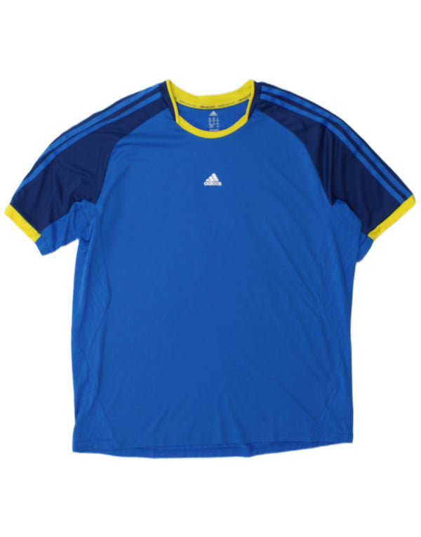 Adidas Herre Climacool T-Shirt Top XL Blå Colourblock Polyester