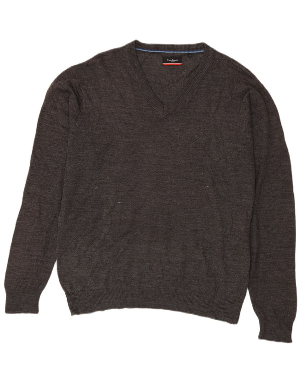 Pierre Cardin Herre V-hals sweater Stor Grå Flecked Akryl