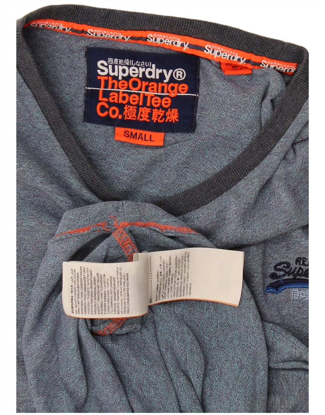 Superdry T-shirt top til mænd, lille marineblå bomuld