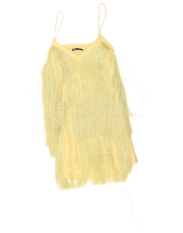 Zara Womens Charleston Dress UK 12 Medium Yellow Polyester