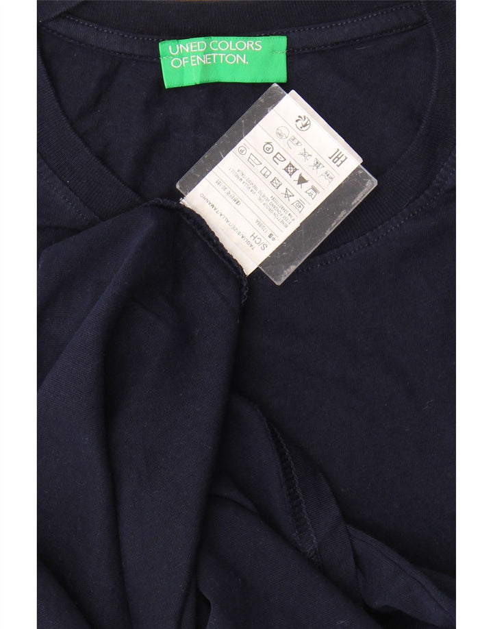 BENETTON Mens T-Shirt Top Small Navy Blue Cotton